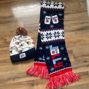 🍺🎄Miller Lite Hat & Scarf Adult   It’s Miller Time